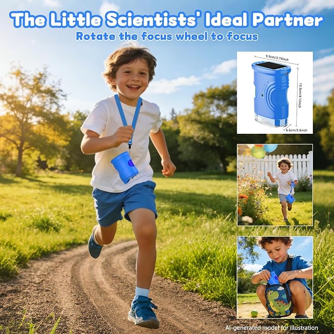 1000X Handheld Microscope for Kids: Pocket Digital Microscope with 1080P&2.0''IPS Screen&Photo/Video - Portable Edu Science Kits for Girls Boys - STEM Toys Birthday Gifts Ages 3-6 6-12(Blue)