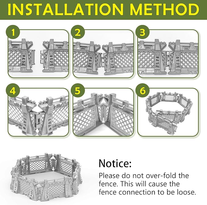 Oriate 12PCS Dinosaur Capture Fencing Accessories Playset, Plastic Dinosaur Cage Fence Toys for Dino Fans, Suitable for Dinosaur World Figures Educational Easter Gifts for Kids n Toddler