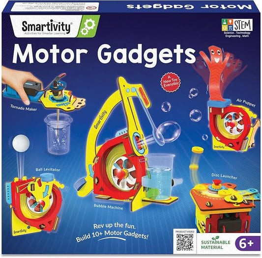 Smartivity 10-in-1 Motor Powered STEM Kit for Kids | Build 10+ Electronics Projects - Bubble Launcher, Spinner & More | DIY Science Engineering Toy | Birthday Gift Boys & Girls 6 7 8 9 10 11 12