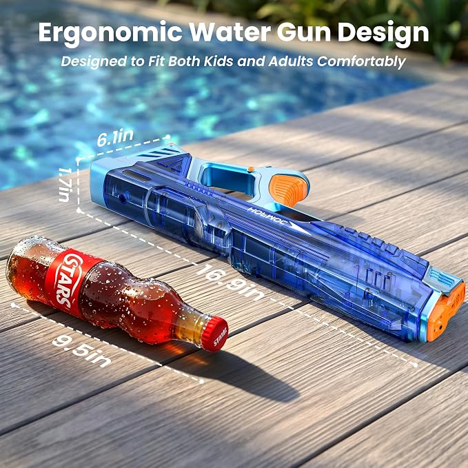 Electric Water Guns for Kids and Adults, 2-Pack Water Blaster for Outdoor Pool Toys, IPX6 Waterproof Squirt Gun, Comes with 4 Batteries, Summer Toys for Beach & Backyard