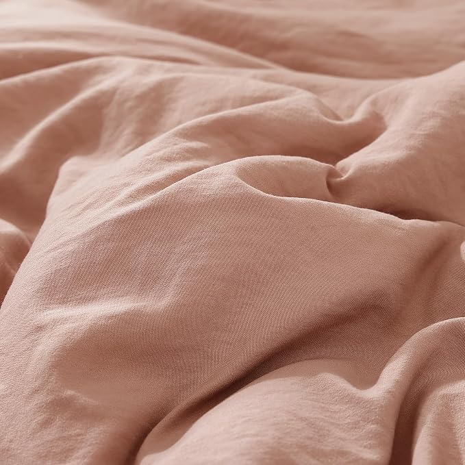 WRENSONGE Twin Comforter Set- 5 Pieces Clay Pink Twin Bed in a Bag, All Season Twin XL Bedding Sets with 1 Fitted Sheet, 1 Flat Sheet, 1 Pillow Sham and 1 Pillowcase