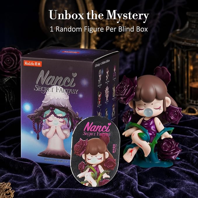 Rolife Nanci Secret Fantasy Blind Box Mystery Figure - Collectible Anime Character Doll, Dark Academia Desk Decor, Cute Gothic Style Art Toy, Creative Gift Idea