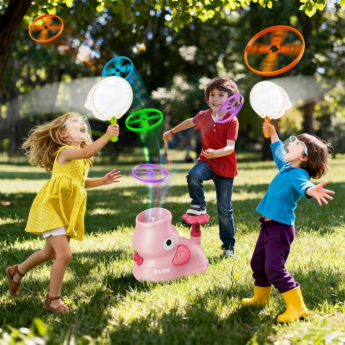 CPSYUB Outdoor Stomp Flying Disc Launcher Toys for Kids Ages 3 4 5 6 7 8 9 10, Elephant Butterfly Catching Game, Outside Yard Activities Chasing Toy, Outdoor Birthday for 3-8 Year Old Boys Girls