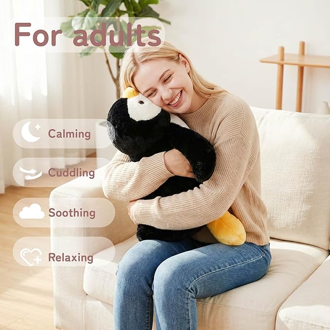 Niuniu Daddy Penguin Weighted Stuffed Animals for Kids & Adults, 25" | 5lb Large Weighted Plushies Pillow for Sleeping and Calming, Cute Lying Plush Toy Huggable Gift for Everyday Comfort