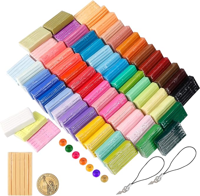 CiaraQ 60-Color Polymer Clay Oven Bake Modeling Kit for Kids & Artists | Non-sticky & non-toxic. 4.7 lb. With sculpting tools. Classroom & Home Use. Fun gift for Kids & artists. Ages 4+.