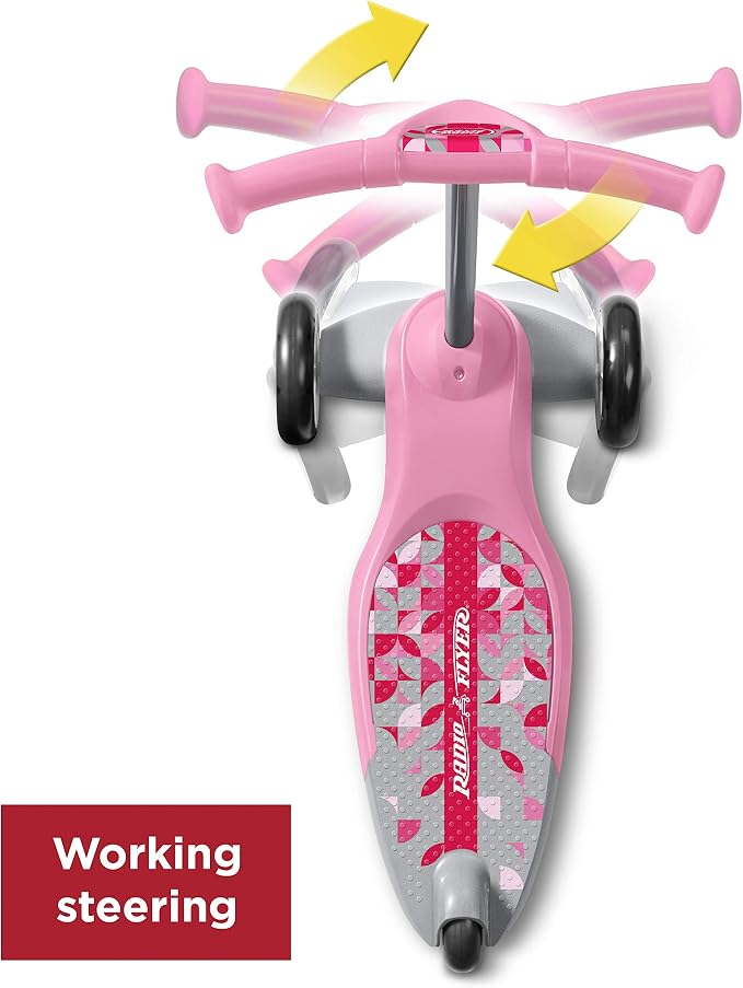Radio Flyer My 1st Scooter, Pink, for Kids 2-5 Years Old, Extra Wide Base for Balance, 2 Front Wheels for Added Stability, Easy to Use Foot Brake, 3 Wheel Scooter for Kids, (Amazon Exclusive)