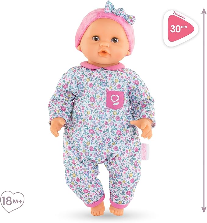 Corolle Bébé Calin Capucine Baby Doll - 12" Soft-Body with Sleeping Eyes That Open and Close, Vanilla-Scented - Mon Premier Poupon Collection Baby Dolls for 2 Year Old Girls