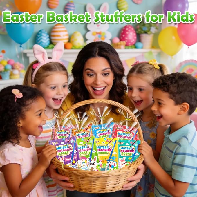Easter Coloring Books Party Favors for Kids - 24 Pack Mini Water Coloring Books for Kids, Easter Basket Stuffers Students Classroom Gifts Bulk, Birthday Return Gifts Party Favors Bulk