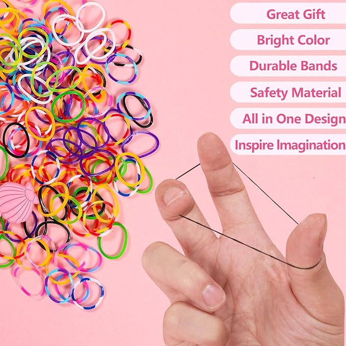 XKDOUS Rubber Band Bracelet Kit, Loom Bracelet Making Kit for Art and Craft, Rubberband Bracelets kit for Kids Ages 6+ 21 Colors 2000+