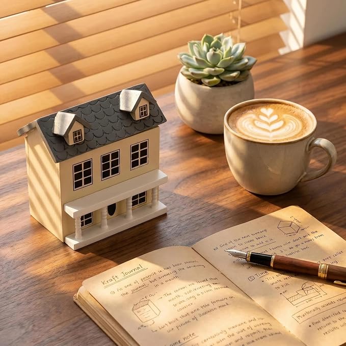 Miniature Villa Model Wooden Tiny House Compact Dollhouse Mini House Storage Decoration Ornament Accessory for Tabletop Display