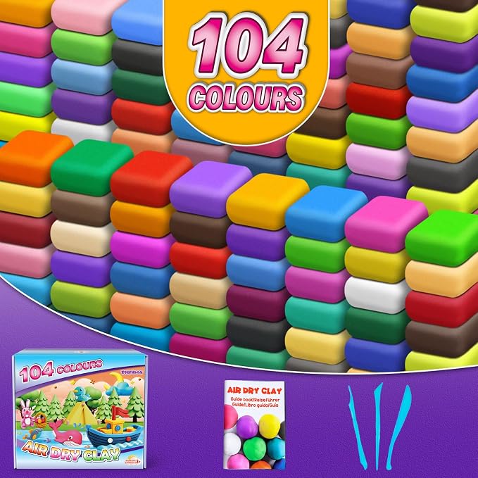 ESSENSON Air Dry Clay 104 Colors, Modeling Clay for Kids, DIY Molding Magic Clay for with Tools, Toys Gifts for Age 3 4 5 6 7 8+ Years Old Boys Girls Kids