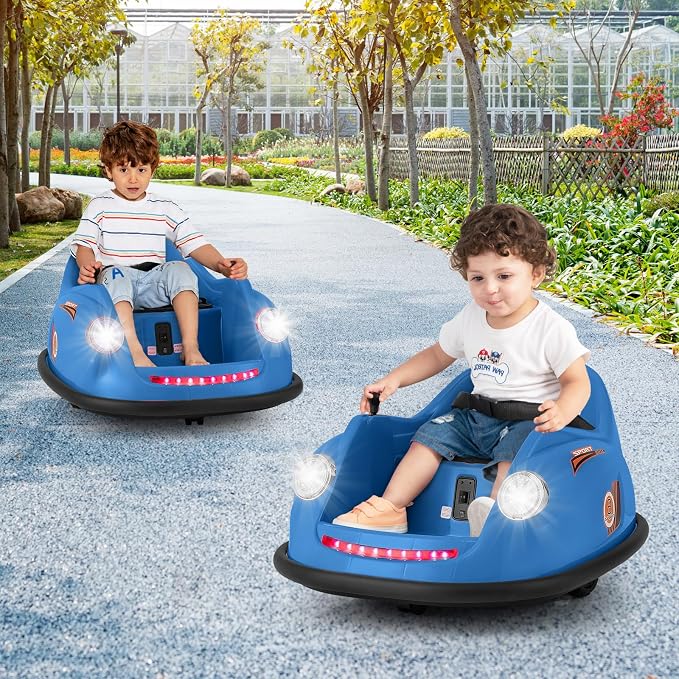 Costzon Bumper Car for Toddler, 12V Electric Kids Ride on Bumper Car with Remote Control, 360 Degree Spin, LED Lights, Music, Battery Powered Baby Bumping Toy Gift for Toddlers 2-5 Years Old (Navy)