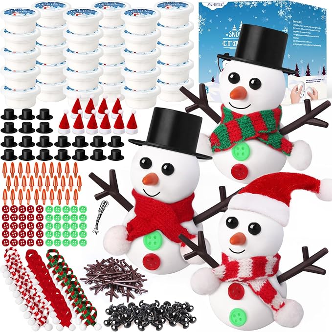 30 Pack Stocking Stuffers for Kids,Christmas Crafts for Kids Bulk,Build a Snowman Crafts Kit Modeling Clay,Christmas Stocking Stuffers Gifts Activities for Boys Girls (30 Snowman)