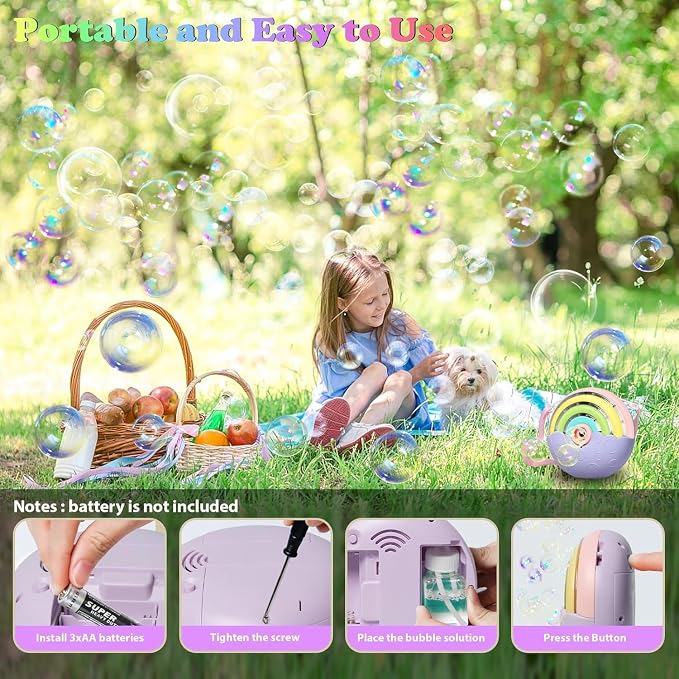 Astronaut Soap Bubble Machine Fireworks Bubble Machine for Kids 20000+ Bubble per Min/Lights/DIY Stickers/240ml Solution Automatic Bubble Machine Toy for Kids Summer Outdoor Party Wedding (2022 P)