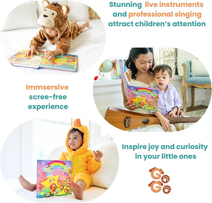 GO GO 30 Funny Phonics Songs Sound Book, A-Z Letter Sound Songs, USB-C Rechargeable, Preschool & Kindergarten Learn to Read for 3 Year olds, Perfect Toy and Gift for Toddlers, Ages 2 3 4+