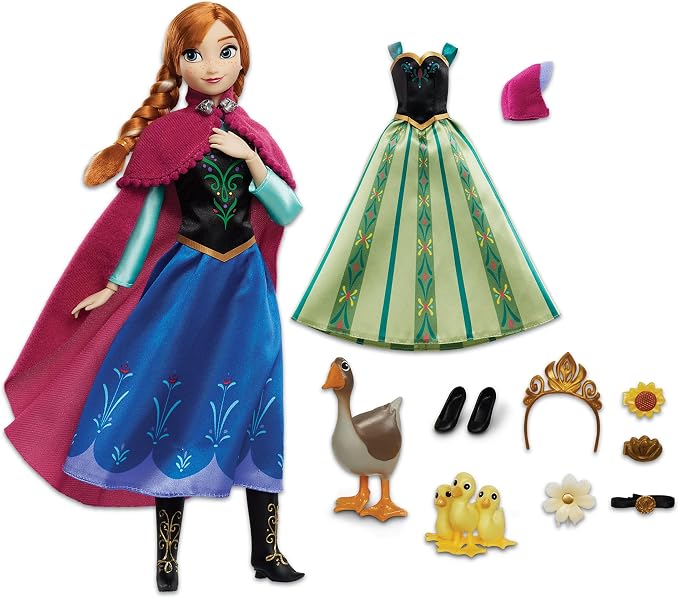 Disney Store Official Anna Story Doll (Traveling Outfit) - 11 Inches - Includes Coloring Book and Additional Dress, Princess Doll in Classic Outfit, Disney Princess Toys for Girls