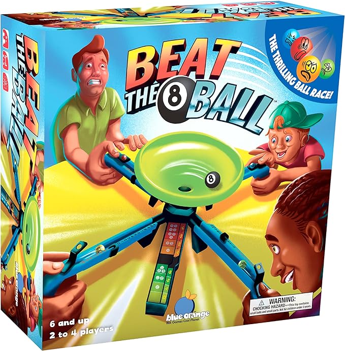 Beat The 8 Ball Action Dexterity Party Game - Kids, Family or Adult Speed Active Party Game by Blue Orange Games for 2 to 4 Players. Recommended for Ages 6 & Up.