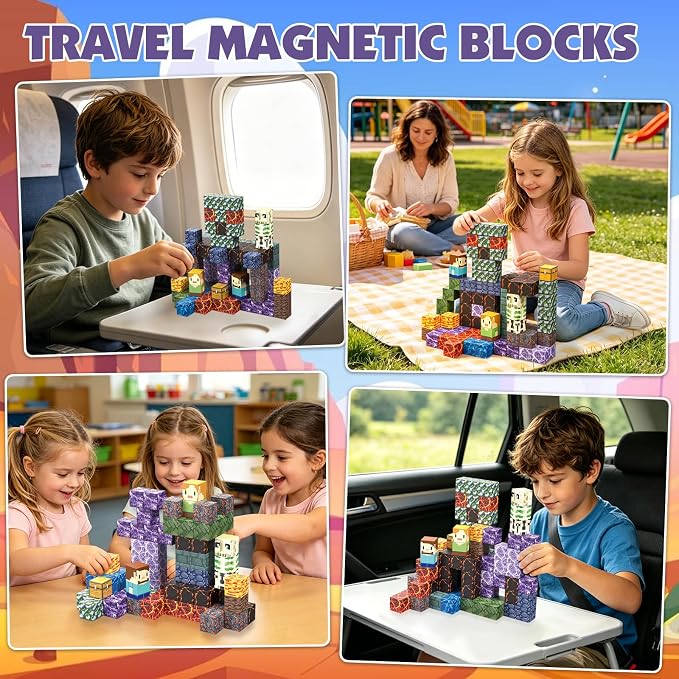 AIDYVOI 100 PCS 0.8in Magnetic Blocks - Magnet Travel Toys for Kids Ages 3+, Portable Magnetic Building Blocks, Stacking Magnets Cube STEM Construction Toys Birthday Gift for Boys Girls