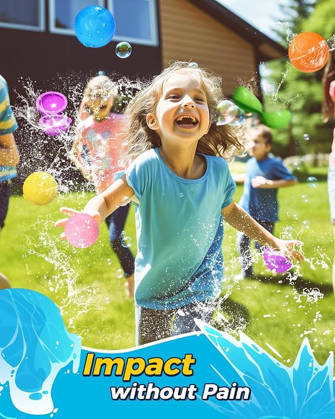 Tlitlimom 15PCS Reusable Water Balloons Quick Fill for Kids, Refillable Magnetic Water Balloons for Pool & Beach, Water Ball Toys for Summer Outdoor Games, Outside Activities