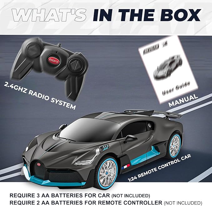 BEZGAR Bugatti Remote Control Car for Boys- 1:24 Officially Licensed RC Cars, Electric Sport Racing Hobby Bugatti Toy Car Model Vehicle for Boys, Girls and Adults