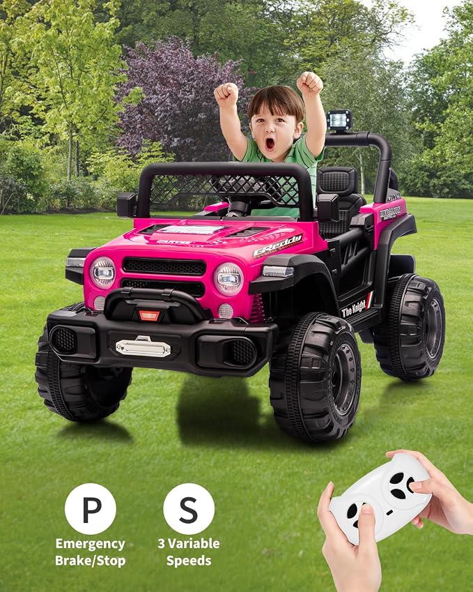 GarveeLife 12V Kids Ride On Car, 2 Seater Electric Toy Car for Toddlers and Children, Ride On Toys with Parent Remote Control, Battery-Powered w/Music & LED Lights