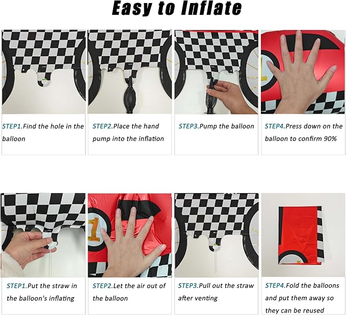 2PCS Red Race Car Helium Foil Balloon Traffic Jam Race Party Decorations | For Traffic Jam Race Car Theme Birthday Anniversary Baby Shower Party Decorations Supplies