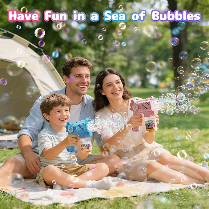 EagleStone Bubble Guns Machine for Toddlers, Automatic Light Up Bubble Blower with 4 Pre-Filled Bubble Solution, 10,000 Bubbles/Minute, Outdoor, Birthday, Easter, for Boys and Girls 3+