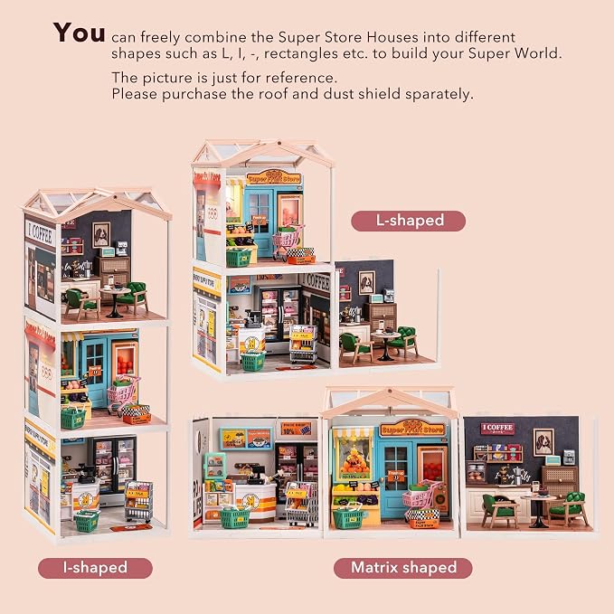 Rolife LED Building Blocks for Adults,1:24 Toy Building Sets,Model Building Kits,DIY Miniature Dollhouse Kits for Adults,Hobbies for Women Men (1.Golden Wheat Bakery)