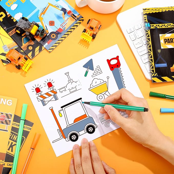 Estune 40 Pcs Construction Trucks Coloring Books Construction Party Favor Coloring Book Set Mini Small Color Booklets Goodie Bag Stuffers for Birthday Party Supplies Activity Gift