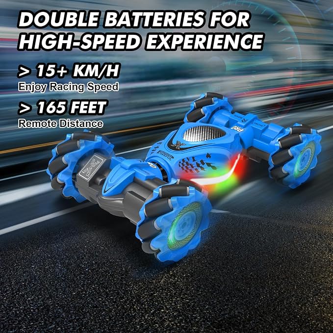 Fosgoit RC Car Gesture Sensing Stunt Car, Toys for Boys Girls 6-12, Best Gifts for Kids Boys 6 7 8 9 10 11 12 Years Old, 2.4GHz 4WD RC Toy Off-Road 360° Rotate All-Round Drift with Lights Music