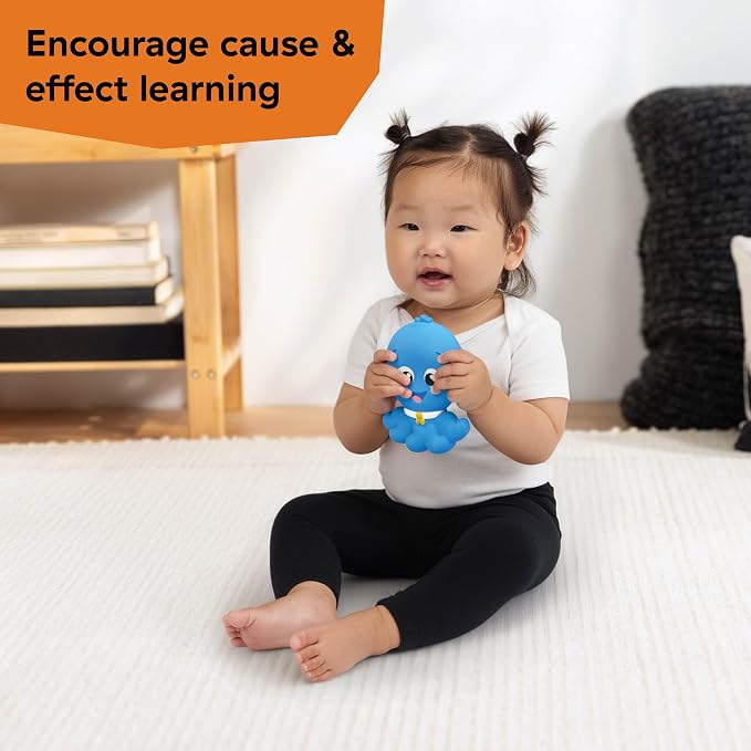 Baby Einstein Ocean Explorers Soothing Opus Natural Rubber Teether Toy, Multisensory, Ages 0 Months and Up, Easy to Clean
