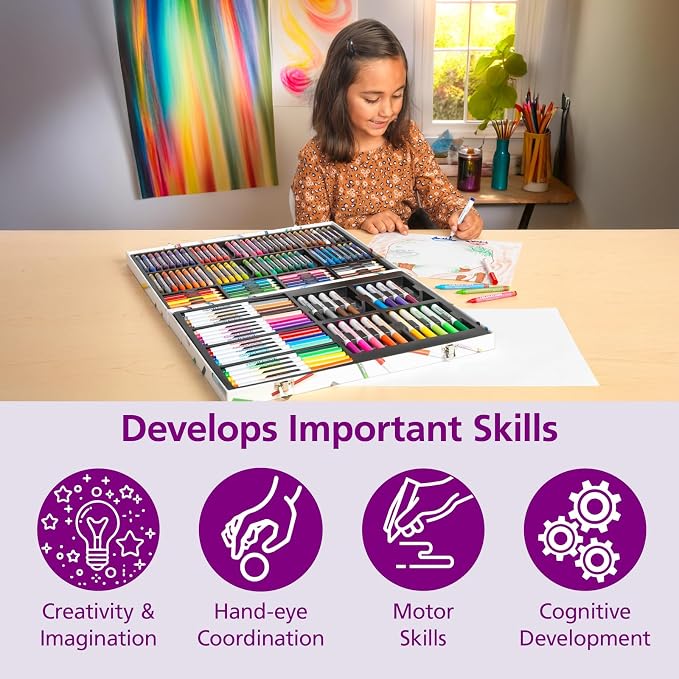 Colorations - Creative Artist Case - 150 pcs - Markers, Crayons, Colored Pencils, Paper, Art Set for Kids, Coloring Kit, Washable