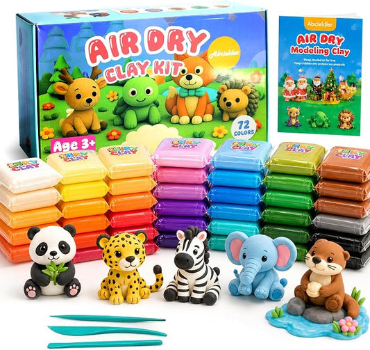Air Dry Clay for Kids – 72 Colors Soft Modeling Clay Kit, Non-Toxic, DIY Model Art & Crafts Toys with Sculpting Tools, Paintable Craft Kit, Home Party Favors, Birthday Gift for Ages 3+