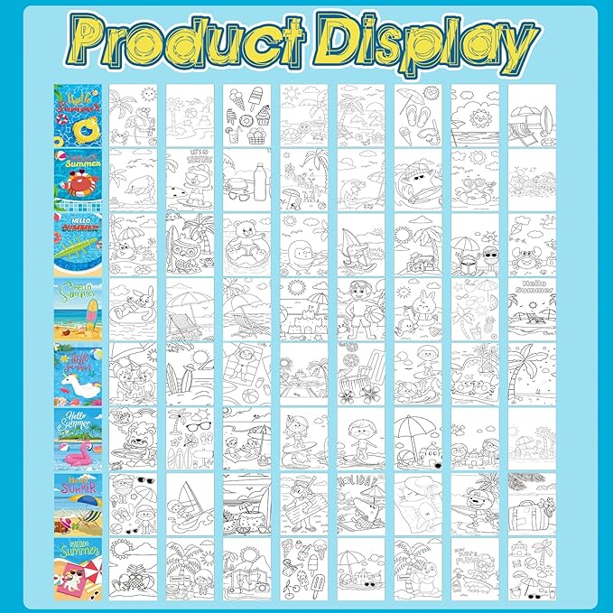 Estune 40 Pcs Summer Beach Coloring Book Pool Beach Summer Party Favors Mini Small Coloring Book Bulk Birthday Party Present DIY Craft Home