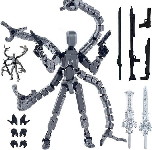 (Assembly Completed) Titan13 Action Figure Set,7.2 Inch Dummy 13 3d Printed ActionFigure Toy Gifts for Kids, Robot 13 Action Figure Full Body Mechanical Doll Christmas Birthday Gift for Kids（Gray）