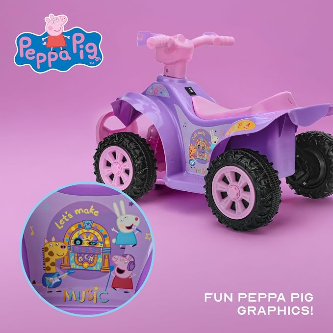 Peppa Pig - 6V ATV Ride On Toy for Kids, LED Headlights, Battery Powered