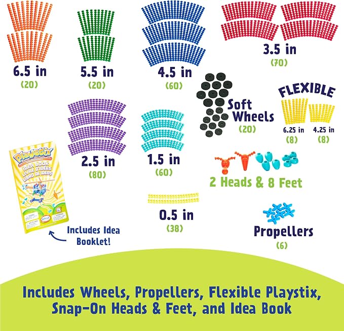 POPULAR PLAYTHINGS Playstix, Building Sticks Kit for Kids, Construction Stem Building Toy Gift for Boys & Girls - Super Set 400 Piece
