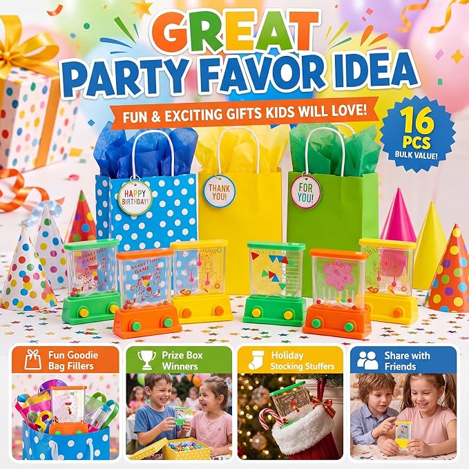 Zhanmai 16Pcs Handheld Water Game Arcade Water Ring Toss Water Tables for Beach Toy Party Favor Fun Game Entertainment, Without Water (Assorted,Stylish)