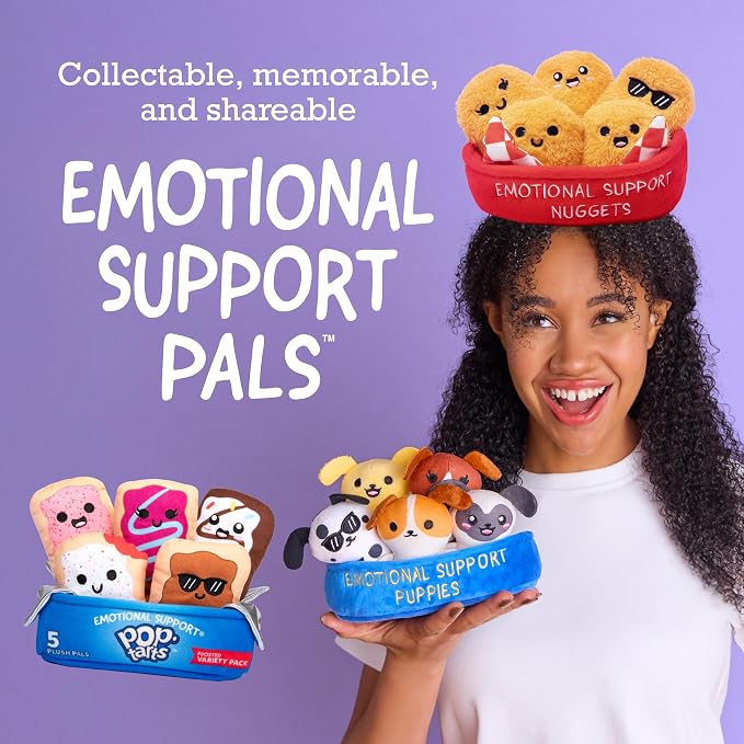 Emotional Support School Supplies Plush by Relatable - Cute Stuffed Animals and Squishy Toys, Fun Gift Ideas for All Ages, and Your Favorite Teacher - Includes 5 Plushies with Carrying Basket