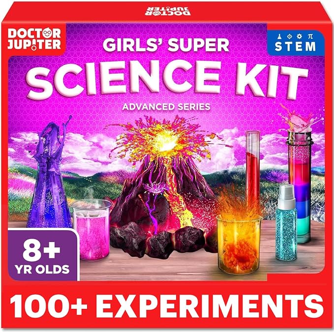Doctor Jupiter Girls' Super Science Kit for Ages 8-12 | Birthday Gift Ideas for Girls 8,9,10+ Years Old | Chemistry Set with 100+ Experiments