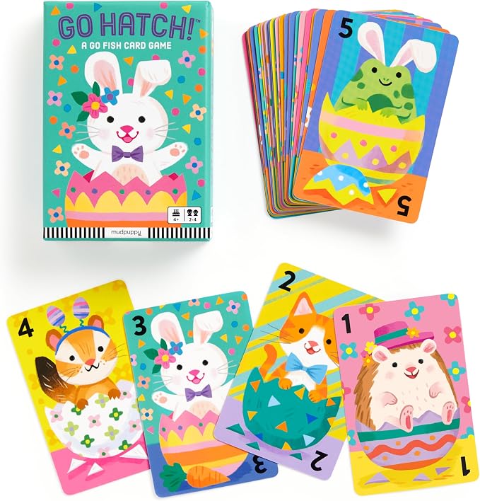 Mudpuppy Go Hatch! – Easter Version of Classic Kids Go Fish Card Game with Cute Illustrations of Bunnies for Children Ages 4 and Up, 2-4 Players