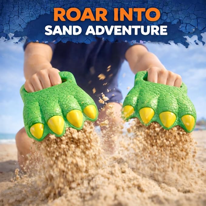 Liberty Imports 13 PCS Beach Sand Toys, Dinosaur Claw Hand Scoop Play Set with Bucket, Shovel Tools, Animal and Castle Sand Molds - Beach Sandbox Toys for Toddlers & Kids
