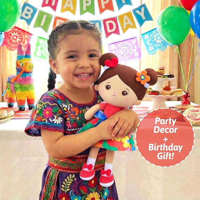 OUOZZZ 12.6" Soft Baby Doll - Toys for 1 Year Old Girl, Hispanic Baby Doll Ideal Birthday Baby Girl Gift, Snuggle Buddy for Infants Brown Skin