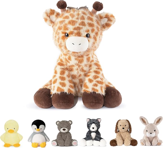 Niuniu Daddy 14" | 3.5 Pound Giraffe Weighted Stuffed Animal for Kids Adults, Calming Body Pillow for Sleeping, Sensory Sitting Lap Pad Toy Huggable Gift for Christmas Birthday