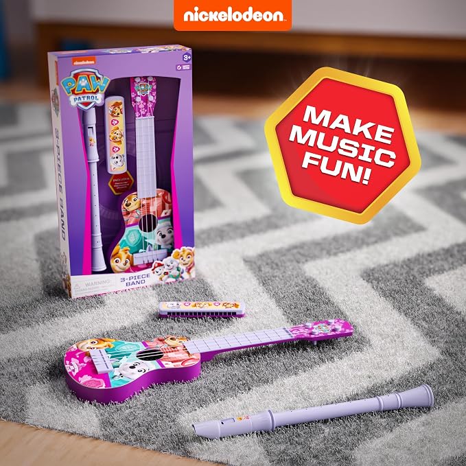 Lollipop Paw Patrol for Girls: Paw Patrol Adventure Trio - Rescue Harmonica, Ukulele, and Flute Toddler Musical Instruments Set