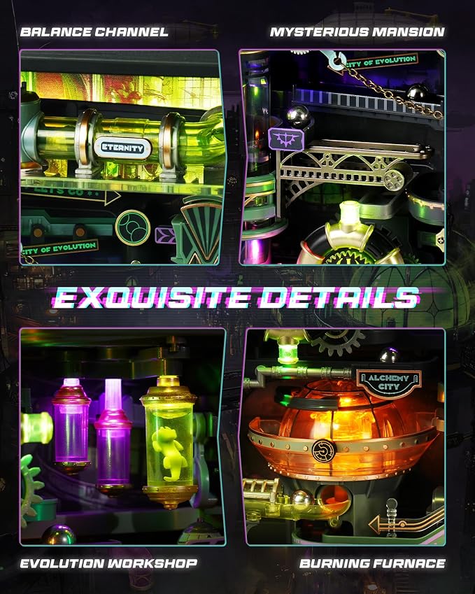 ROKR 3D Puzzle for Adults, Electric Marble Run Model Kits, Parallel World Alchemy City MR04S, Christmas Birthday Gifts