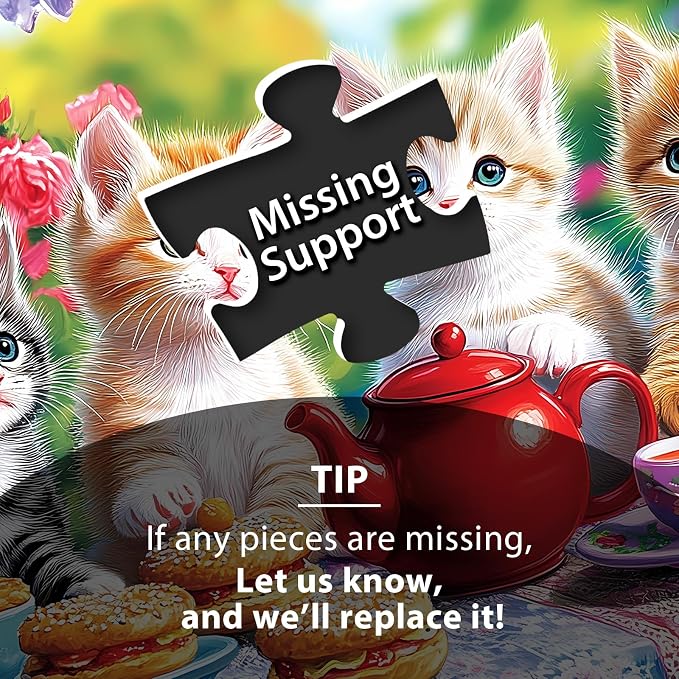 100 Piece Puzzles for Kids Ages 4-6, Kittens' Tea Time Jigsaw Puzzle, Educational Fun for Kids Ages 6-8 & 8-10, Large Piece Puzzles for Seniors & Adults, Creative Puzzle for Family Activities