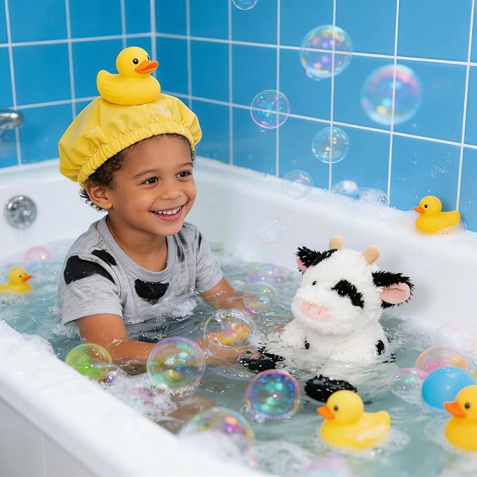 Hopearl Adorable Plush Cow Toy Floppy Kawaii Dairy Cattle Soft Stuffed Animal Cute Birthday Holiday Gift for Boys Girls Kids Toddlers, 9''