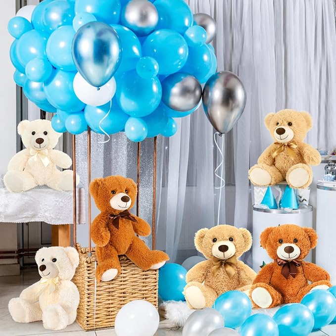 MaoGoLan 12 Pack Plush Teddy Bears Bulk for Mother's Day Valentines Gift, 14'' Soft Stuffed Bears for Baby Shower Decorations Wholesale Teddies for Gender Reveal Bear Party Favors
