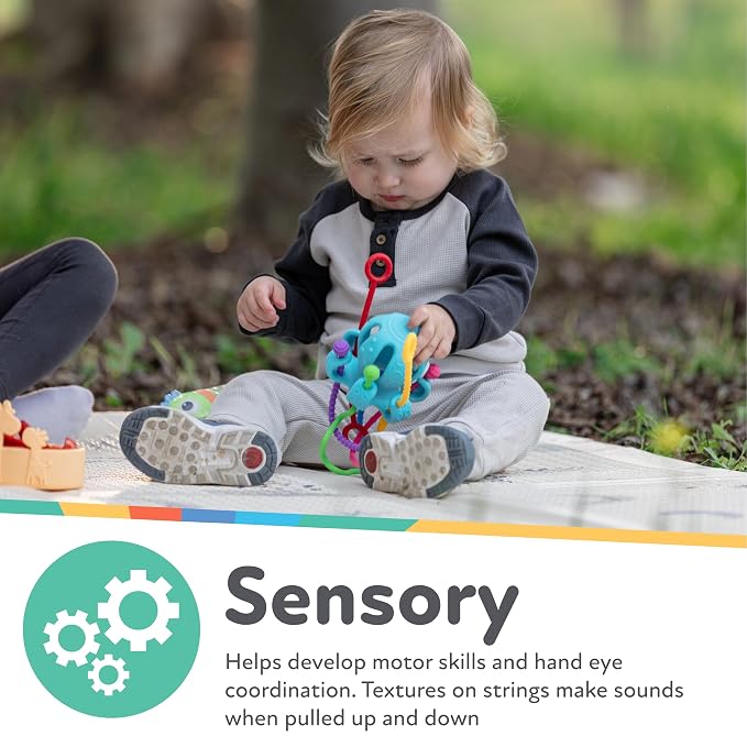 Nuby Silicone Octopus Sensory Toy with Bright Colored Silicone Textured Cords for Tactile Development, 18+ Months